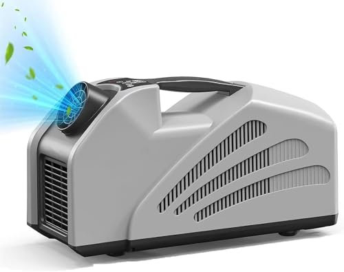Condizionatore Portatile, Raffreddamento da 2350 BTU, modalità Multipla, Alimentazione DC24V, Doppia Aria Calda e Fredda, per Viaggi in Barbecue, Riunioni All'aperto