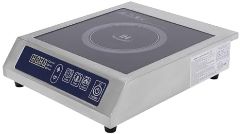 Piano cottura a induzione commerciale 3500 W, acciaio inossidabile, piano cottura portatile per ristoranti e cucine con display digitale, timer 24 ore, elevata capacità di carico per varie pentole