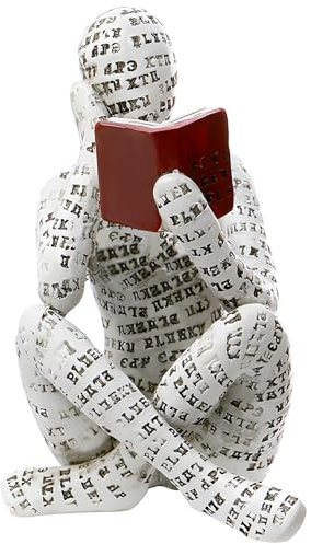 SIMDAO Resin Abstract Thinker, Reading Woman Figurine, Bookworm Sculpture - 2.82.64.3in, Innovative Lady Reading Pulp Molding, Bookshelf Ornament