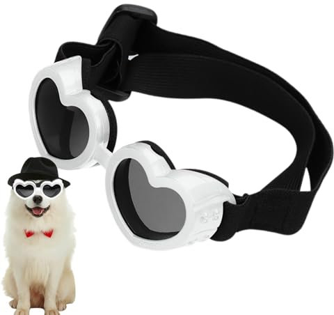 Youngwier Herz-Hunde-Sonnenbrille,Hunde-Herz-Sonnenbrille,Haustier-Sonnenbrille, Foto-Requisiten - UV-Schutz-Hundesonnenbrille mit verstellbarem Riemen, Haustierbrille für Hunde, Welpen-Sonnenbrille