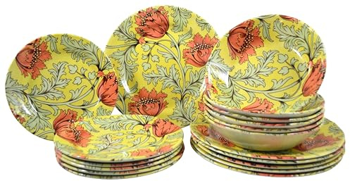CreaTable, 24022, Serie Florentina, 18-teiliges Geschirrset für 6 Personen, Teller Set aus Steingut, spülmaschinen- und mikrowellengeeignet, Qualitätsproduktion