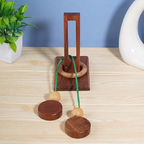Ajuny Denk Sport Puzzle in legno con passante per corda gioco per adulti e bambini – Puzzle con corda di pensiero sfida giocattolo per divertimento in famiglia e decorazione per la casa