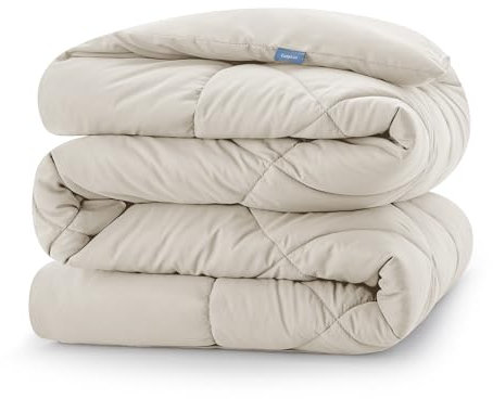CozyLux Piumino Letto Matrimoniale 220x240 cm per 4 Stagioni, Piumino in Fibra 300 g/m² Autunnale Invernale, Trapunta in Microfibra Morbida e Traspirante, 240x220, Beige