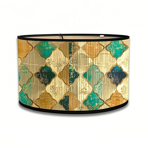 LUPATDY Lampenschirm,Hängelampe Lampenschirme,E27 Vintage Trommellampenschirm aus Bambus,Großer Lampenschirm, 30cm Kerzenlampenschirm Pendelleuchtenschirm Für Pendelleuchte Stehleuchte Grün