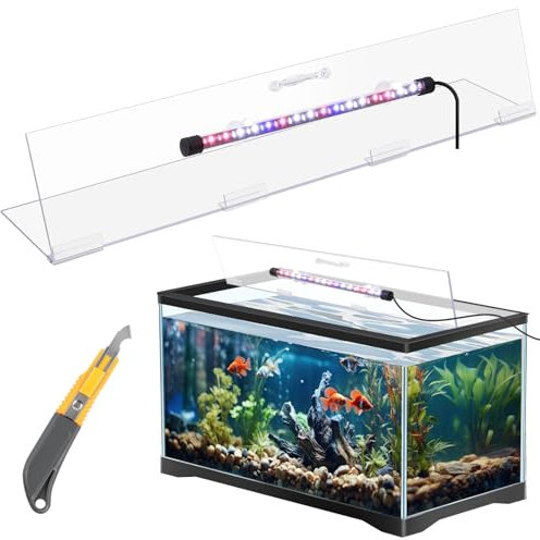 Sieral Aquarium Lids Canopy with LED Light, 3 Pcs, Clear, 30x12in