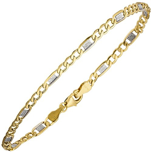 3,7mm Steg-Panzerarmband Armband Armkette aus 333 Gold Gelbgold 19cm Unisex