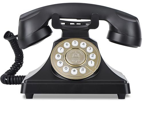 FESTRING Audio Guest Book Wedding Phone, Audio GuestBook Receiption Record Voice Message for Weddings/Engagement/Celebration/Birthday/Party, Retro Style (Black)
