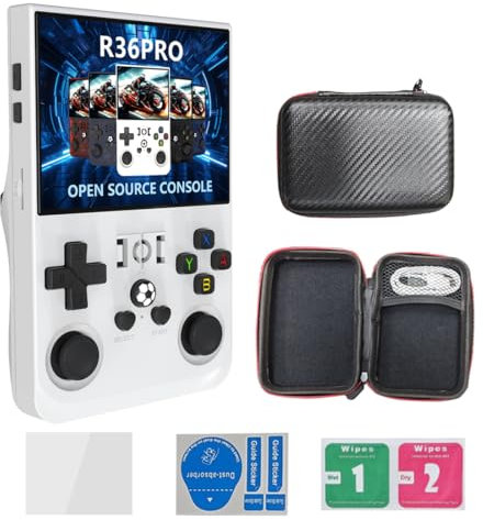 R36S PRO - Consola de juegos portátil de 64 G, tarjeta TF integrada, más de 18000 juegos, pantalla IPS de 3.5 pulgadas, sistema Linux, portátil, retro, jugadores de videojuegos, regalo para adultos