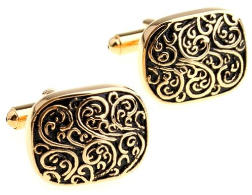 Personalisierte Manschettenknöpfe Herren Cufflinks Gold Vergoldet Retro Blumenmuster für Herren Père Fils Valentinstag Unternehmen Fête Des Pères