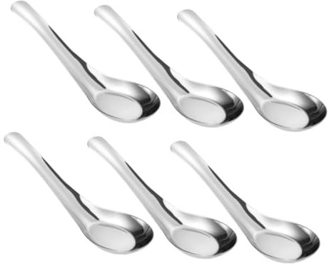 TEMPNAP 6stücke Teiliges Große Edelstahl Kochlöffel Mit Flachem Boden Spiegelpoliert Ergonomisch Geformter Griff Vielseitig Für Suppen Desserts Und Beilagen Spülmaschinenfest Robust Und La