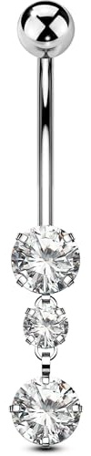 OUFER Body Piercing Belly Bars Titanio Navel Piercing Bar Gioielli Internamente 14G Belly Piercing Bars Navel Ring 10/12/14/16mm piercing ombelicale