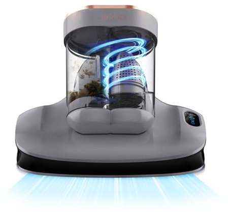 JIGOO S100 Battimaterasso Senza Fili: Pulizia Profonda Anti-Allergeni Aspirapolvere Antiacaro Con Luce UV, Aspirapolvere Potente 80000 RPM/Minuto per Materassi/Culle/Divani/Peli di Animali Domestici