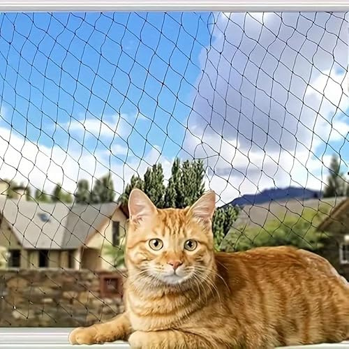 CiCixixi Red para Gatos Reforzada con Alambre, 3x6m, Incluye Juego de fijación, Negra para Balcones, Puertas Exteriores y Ventanas+15m de Corde fixe