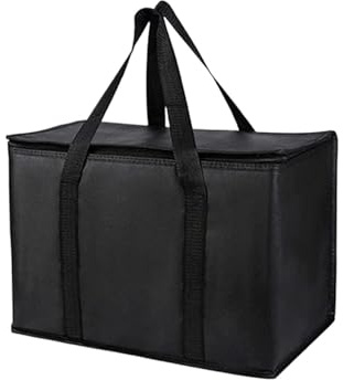 YXINAER Kühltasche Groß Faltbar Isolierte Picknicktasche mit großer Kapazität, Kühlbox for Lebensmittellieferungen for Erwärmen von Pizza(Black - Middle 43L)
