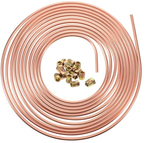 CLISPEED 1 Set Tubazioni per Freni Rame Rivestito Kit con Raccordi Flangia Tubo Flessibile per Sostituzione Freni per Auto con Accessori