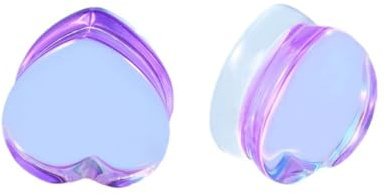 Lirzxin Ear Tunnel Flesh 10mm, 2 Stück Plug Ohr Glas Damen Herren Double Flared Solide Herz Transparent Ohrring Plug 10mm Piercing Schmuck