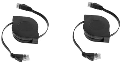 Tofficu 2pcs Gigabit Retractable Network Cable Cat Ultra Flat Connectors for Local Area Network Modem Router PC Printers Extension Reel