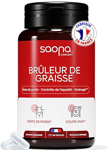 Bruleur de Graisse Puissant | Coupe Faim Efficace | Perte de Poids Rapide et Efficace | Détox | Minceur Homme & Femme | 2 Gélules/j - 1 mois | Fabriqué en France