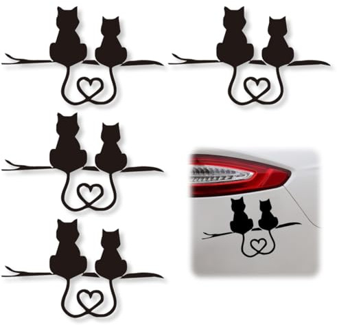 SGERUFZ 4 PCS Adesivo per Gattini, Adesivo Impermeabile per Auto, Adesivo per lunotto, Resistente e Impermeabile, Moto, Decorazione Auto