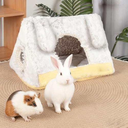 Generisch Kaninchenversteckzelt, weiches Kleintierhaus für Meerschweinchen, Hamster und Chinchillas, Käfigzubehör für Kleintiere(Grey)