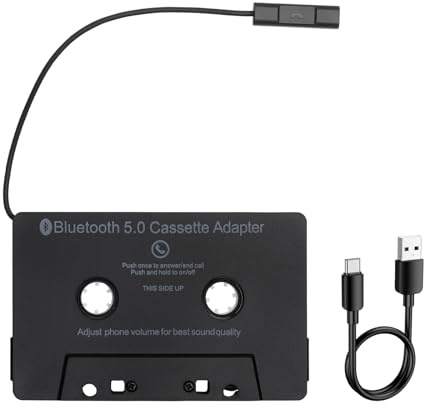 VOSSOT Adaptador de casete Bluetooth para coche, adaptador de casete inalámbrico con Bluetooth 5.0, manos libres, formato de audio HD, para sistemas de radio de coche, sistemas domésticos