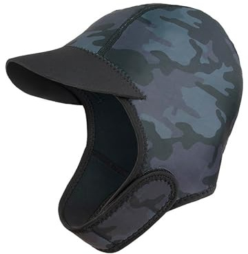Generisch Tauchhaube 2 mm Neopren Badekappe mit Kinnriemen Dehnbare Tauchkappe Neoprenanzug Kapuze Surfen Thermohaube zum Schnorcheln Kajakfahren Segeln Kanufahren (Camouflage One Size)