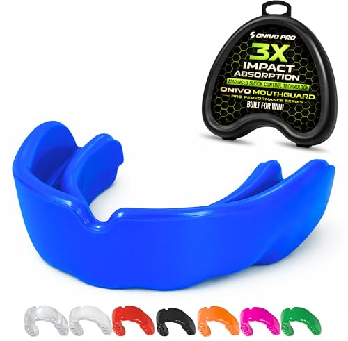 Mouthguard for Kids & Junior Under 11 Years, Gum Shield Kids with Case, Boil and Bite Mouth Guard for Boxing, Rugby, MMA, Muay Thai, Karate, Hockey & Contact Sports (Blue, Adult Above 11 Years)