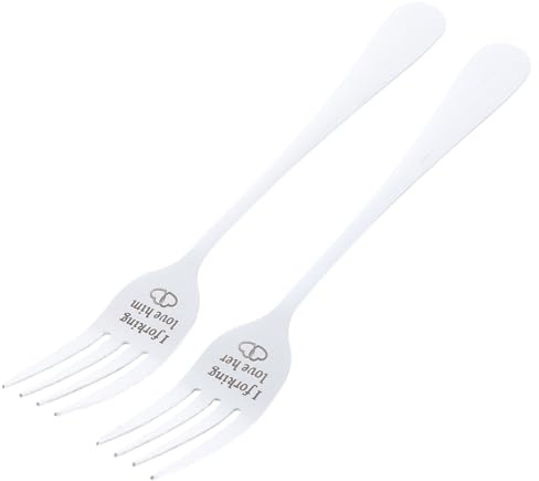 NIYANGLE Tenedores de Acero Inoxidable 2 Piezas para Cena y Ensalada, Tenedores Metálicos para Carne y Postres, Utensilios Cocina Duraderos para Hogar y Restaurante Día de San Valentín