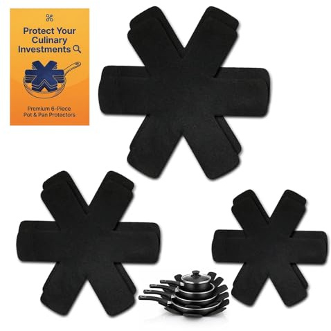 CEYOME 6Pcs Pan Protectors for Stacking, Felt Pan Protectors Set (26/35/38) | Non-slip pan separators pads for pots & pans, anti-scratch cookware protectors for kitchen storage