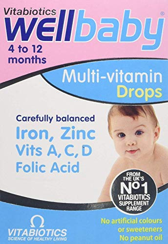 Wellbaby Multivitamin Drops by Vitabiotics - Comprehensive Multivitamin for Babies 4-24 Months - from The UK’s No.1 Baby Supplement Brand