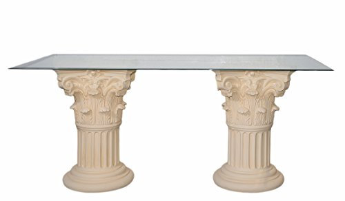 Antikes Wohndesign Esstisch mit Glasplatte Tafeltisch Küchentisch Creme-beige-antikfinish 160cmx90cm