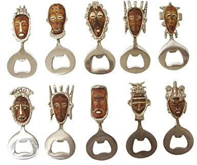 SET 10 IMANES NEVERA ABREBOTELLAS ABRE BOTELLAS DESCAPSULADOR CHAPAS MASCARA AFRICA ETNICO VARIADO