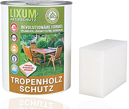 LIXUM BONGOSSI Tropenholz HOLZSCHUTZ Bio (farblos) 335 ml = 10m² - natürlicher Langzeitschutz für Holz, hält bis zu 10 Jahren, nur 1 Anstrich nötig. Mit integriertem UV-Schutz und ohne Weichmacher.