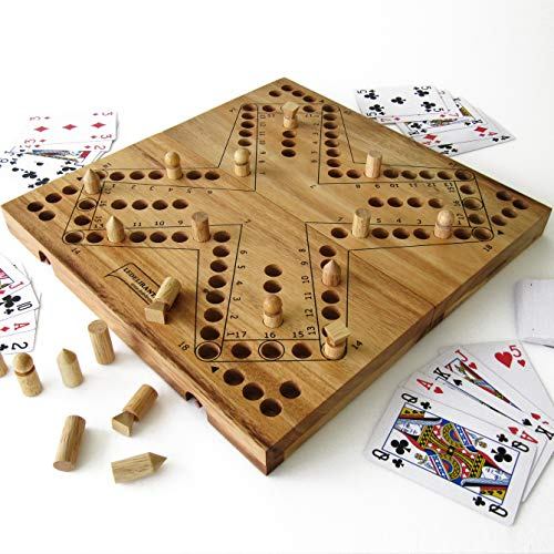 TOC Spiel oder TOCK, 2-4 Spieler, Brettspiel aus umweltfreundlich Massivholz entspricht den CE Normen. Marke Le Délirant. Einfache Aufbewahrung zum Mitnehmen oder auf Reisen. Kleine kanadische Pferde.