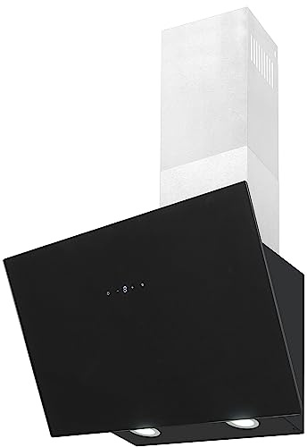 Exquisit KFD 60-8.1 Kopffreihaube - Dunstabzugshaube Schwarz 60 cm | Abluft & Umluft - Energieklasse A - 542 m³/h Luftstrom - Touch-Control - Inklusive Metallfettfilter - 3 Stufen