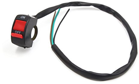 sourcing map 22mm Manillar Moto Botón Rojo Interruptor para Faro Delantero Luz Intermitente ON/Off 3 Cables