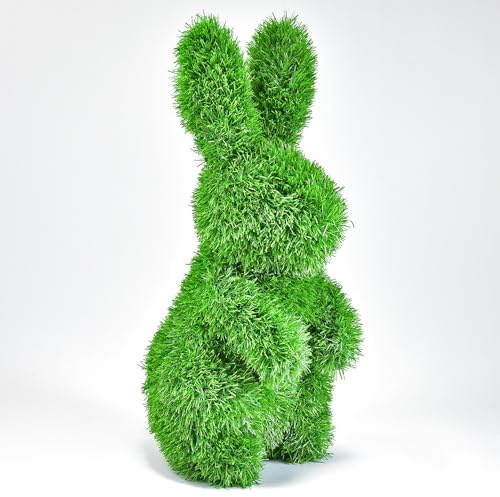 AniPlants, Hase aufrecht stehend, Gartendeko, 48cm, Grün, Kunststoff oder Metall, Figur, Dekoration, Ostern
