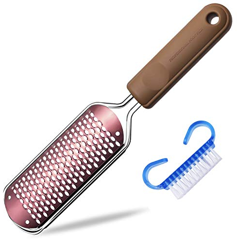 Hornhautfeile Hornhauthobel Für Hornhaut Entfernen Fuß, hornhautraspel fuß hornhautentferner Professionelle Edelstahl Fußfeile fussraspel für nasse und trockene Füße (Roségold)