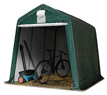 Tendone Garage 2,4 x 3,6 m verde scuro, costruzione stabile in acciaio con telo PE Garage per bicicletta