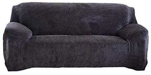 Dicke Elastischer Sofabezug Sofaüberwürfe aus Samt,Plüsch Stretch Sofahusse Couch Husse Sofaüberzug Sofa Abdeckung Spandex Couchbezug Antirutsch Einfarbige Schonbezug für Möbelschutz D 2 Sitzer