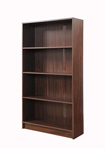Timber Art Design UK 4 Tier Bookcase Storage Open Floor Mount Industrial Rack Display Shelving Organiser Cubes Unit For Living Room, Office, Study Room Furniture, Walnut - W80 x H150 x D30cm