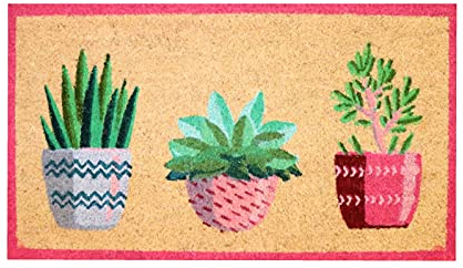 LUA VIKA Fußmatte Kokos - Pflanzen - 40x70 cm - Fussmatte Aussen und Innen - Fussmatten Haustür - Türmatte Außen - Fußmatten - Kokosmatte Fußmatte