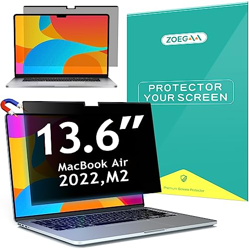 ZOEGAA Filtro Privacy per MacBook Air 13.6 pollici, Schermo Antispione Magnetico Rimovibile per MacBook Air 13.6