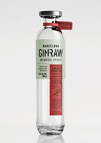 GinRaw Cerezo | Ginebra Premium 37,5º 700 ML | Prepara tu mejor cocktail | Elaborado con Ingredientes mediterráneos y aroma a cerezo