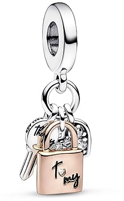 Pandora Moments Charms Herz, zweifarbiges Sterlingsilber und 14-karätig Roségold-vergoldet