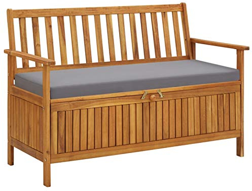 ZHOUMIN Gartenbank mit Stauraum, Outer Banks, Parkbank, Garten Bank Für Draussen, Garten Sitzbank, Friesenbank, Gartenmöbel, 120 cm Massivholz Akazie