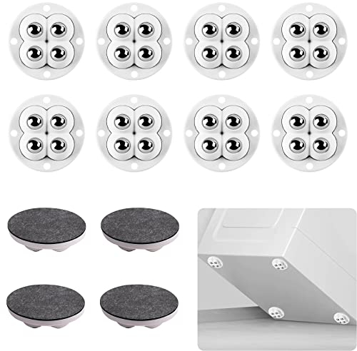 Cyiecweu 12 Rotelle per mobili Autoadesive Girevoli a 360°, Ruote per Spostare Mobili, Mini Ruote Universali Per Utensili da Cucina, Contenitori, Capacità di Carico 100KG+, Bianco