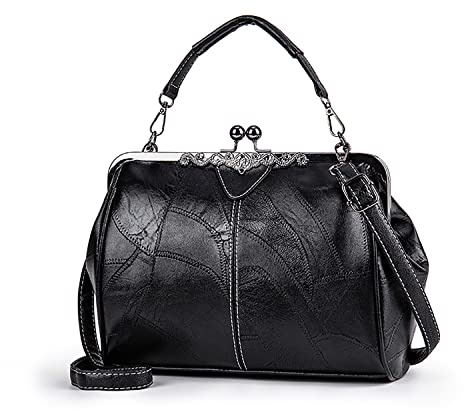 Sac à main vintage creux en cuir huilé pour femme avec fermeture à verrou