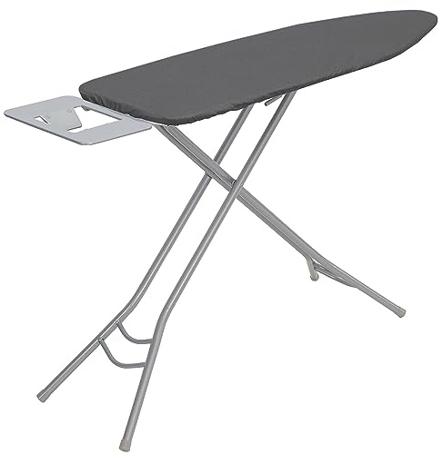STO STO Ironing Board Full Size 45 x 14 with Iron Holder, 7 Height Options 29 to 36, Space Saving Foldable Iron Board with Removable Covers and Reinforced Steel Legs, Gray