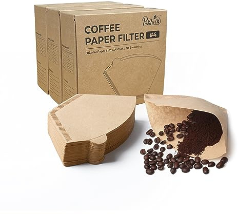 PakTalk 300 Count Cone Coffee Filters #4, Natural Brown Paper Coffee Filters 4 Cone Paper for Pour Over and Drip Coffee Maker (100 Count, Pack of 3)